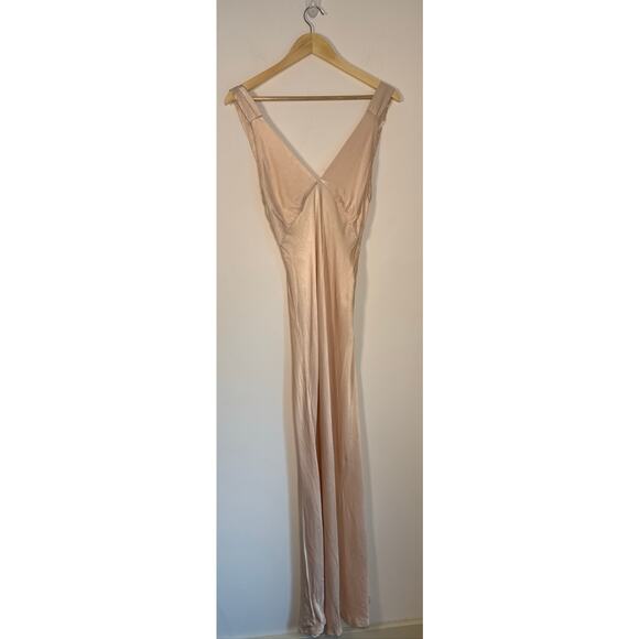 Rumored Sunset Strip Plunge Maxi Slip Dress Blush Pink - Small - Picture 2 of 9